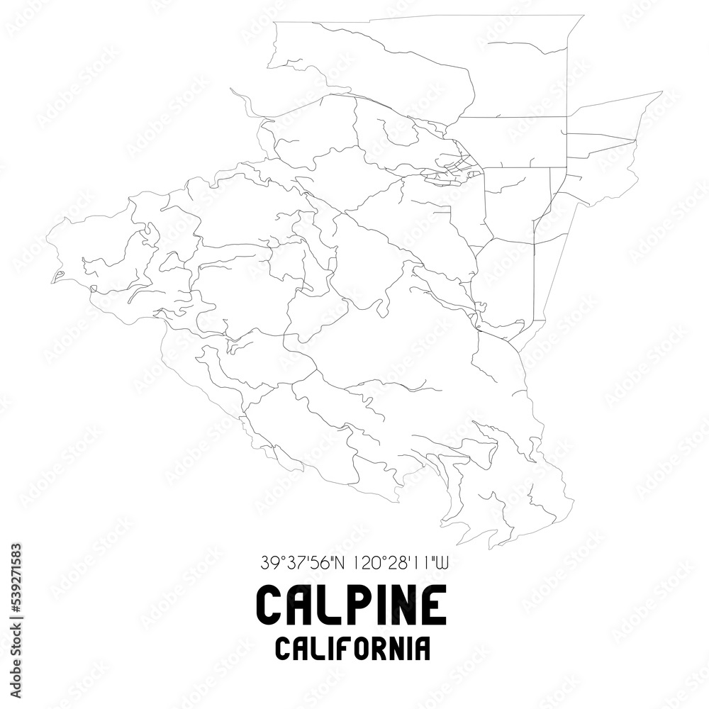 Calpine California. US street map with black and white lines.