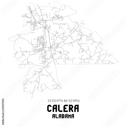 Calera Alabama. US street map with black and white lines. photo