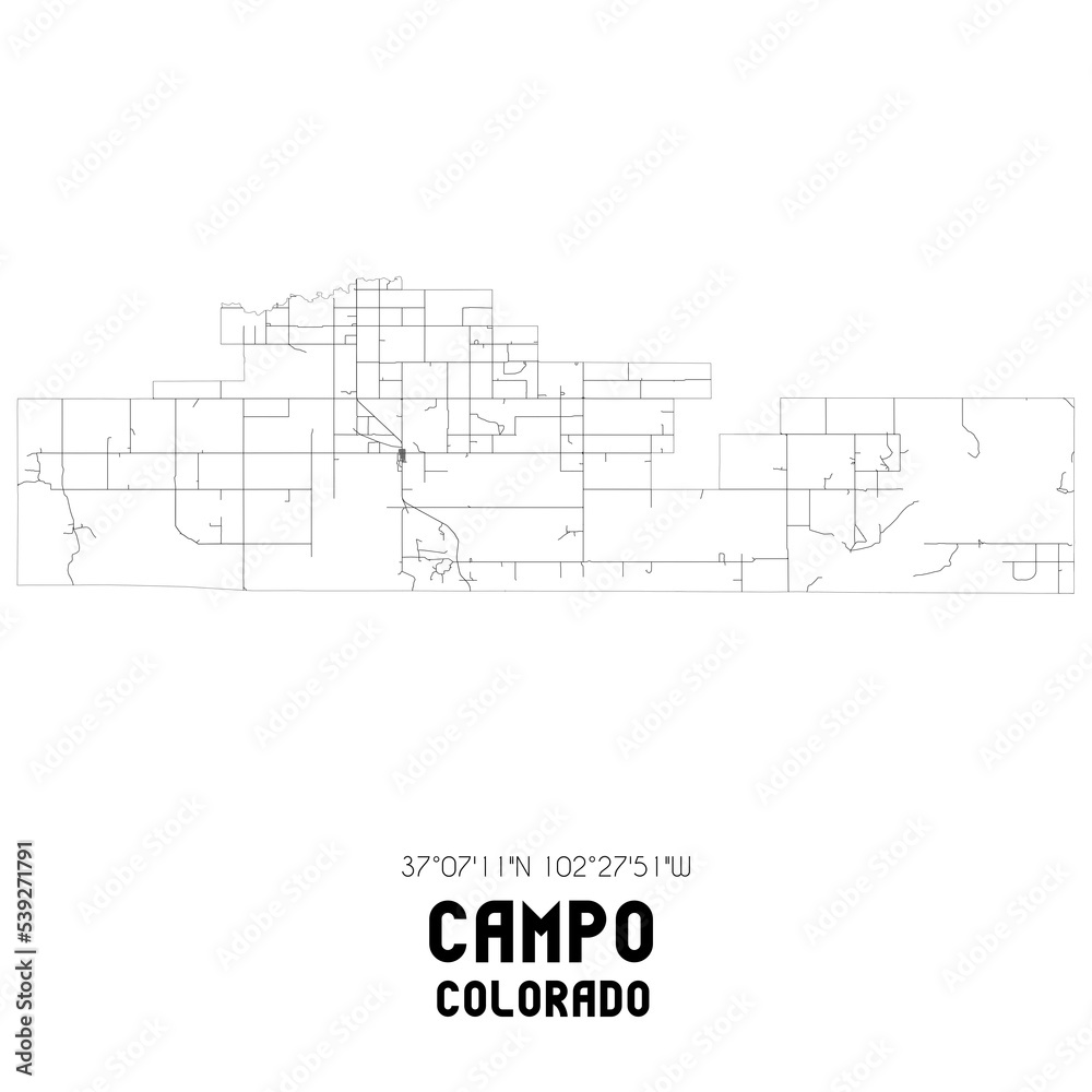 Campo Colorado. US street map with black and white lines. Campo Colorado. US street map with black and white lines.
