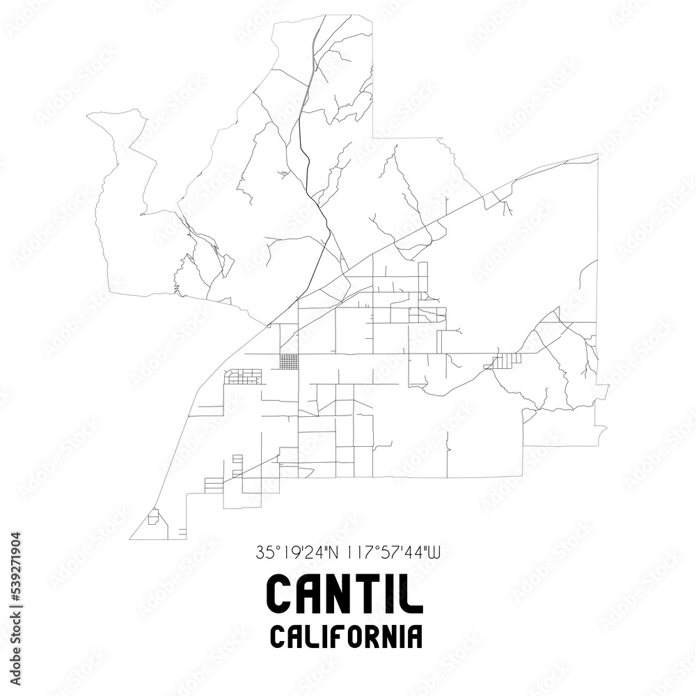 Cantil California. US street map with black and white lines. Cantil California. US street map with black and white lines.