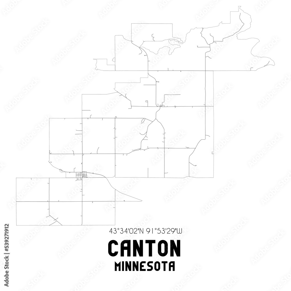 Fototapeta premium Canton Minnesota. US street map with black and white lines.