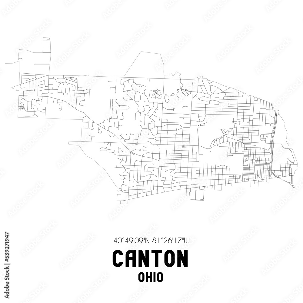Canton Ohio. US street map with black and white lines. Canton Ohio. US street map with black and white lines.