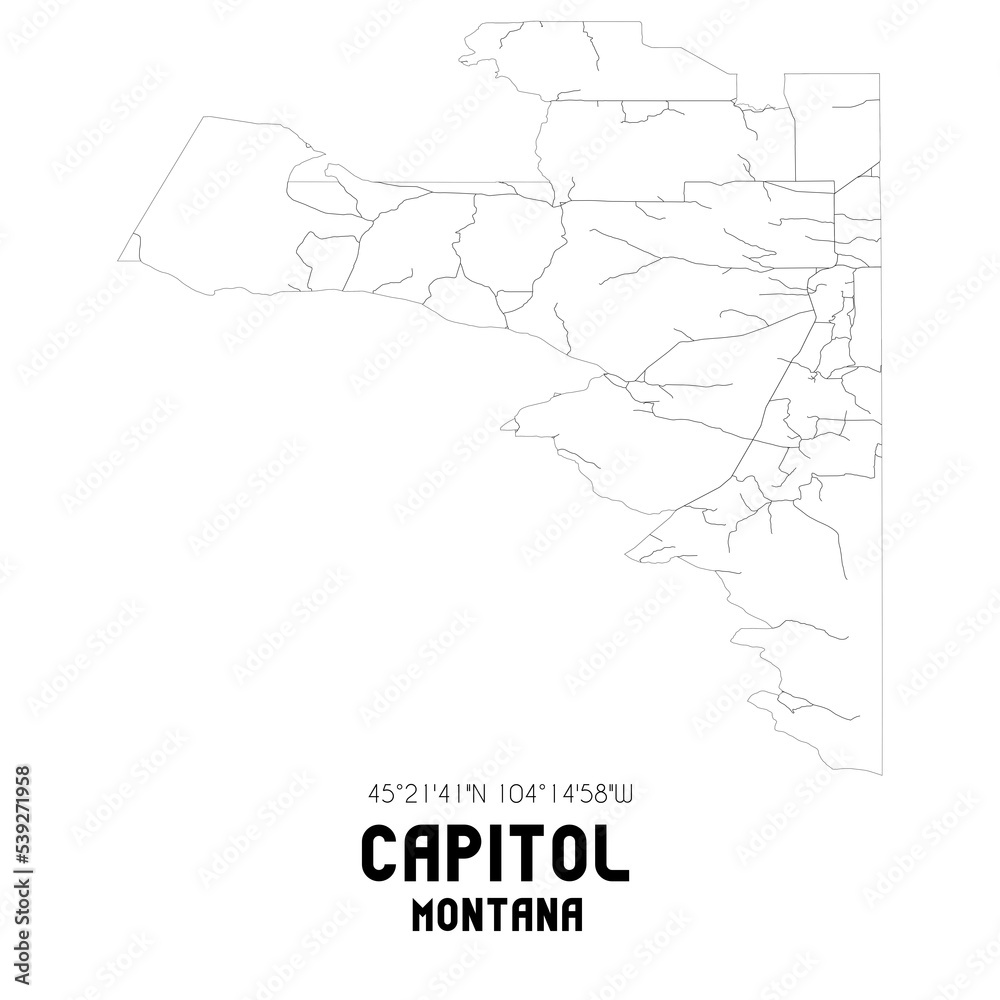 Capitol Montana. US street map with black and white lines. Capitol Montana. US street map with black and white lines.