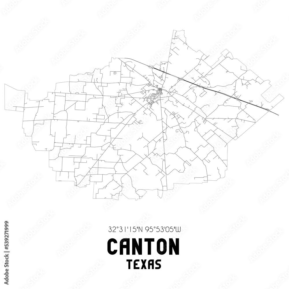 Canton Texas. US street map with black and white lines. Canton Texas. US street map with black and white lines.