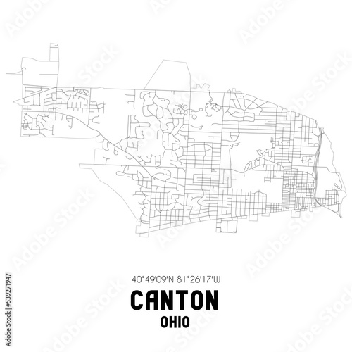 Canton Ohio. US street map with black and white lines.