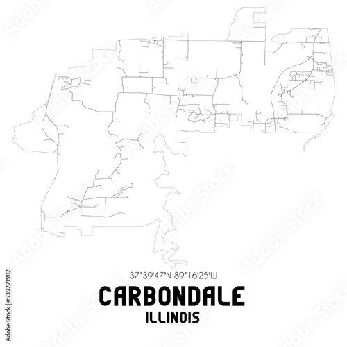 Carbondale Illinois. US street map with black and white lines.
