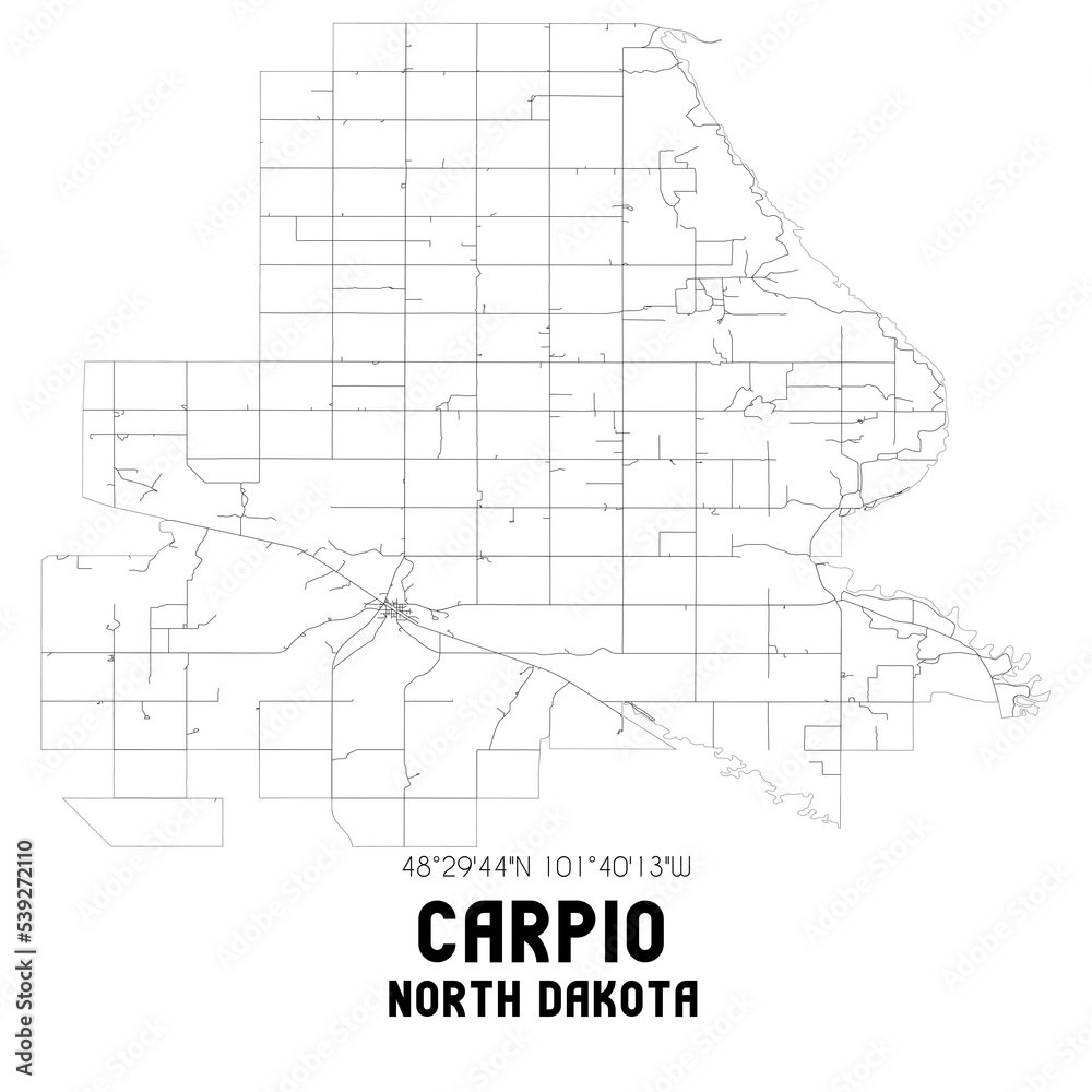Carpio North Dakota. US street map with black and white lines. Stock Illustration Adobe Stock