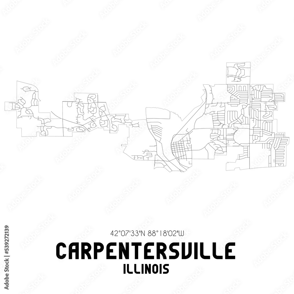 Carpentersville Illinois. US street map with black and white lines. Carpentersville Illinois. US street map with black and white lines.