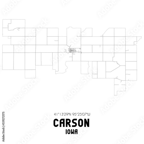 Carson Iowa. US street map with black and white lines.