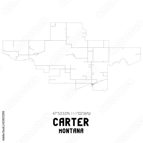 Carter Montana. US street map with black and white lines.