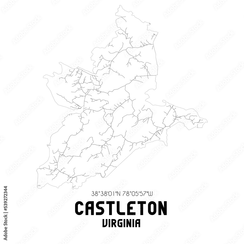 Castleton Virginia. US street map with black and white lines. Castleton Virginia. US street map with black and white lines.