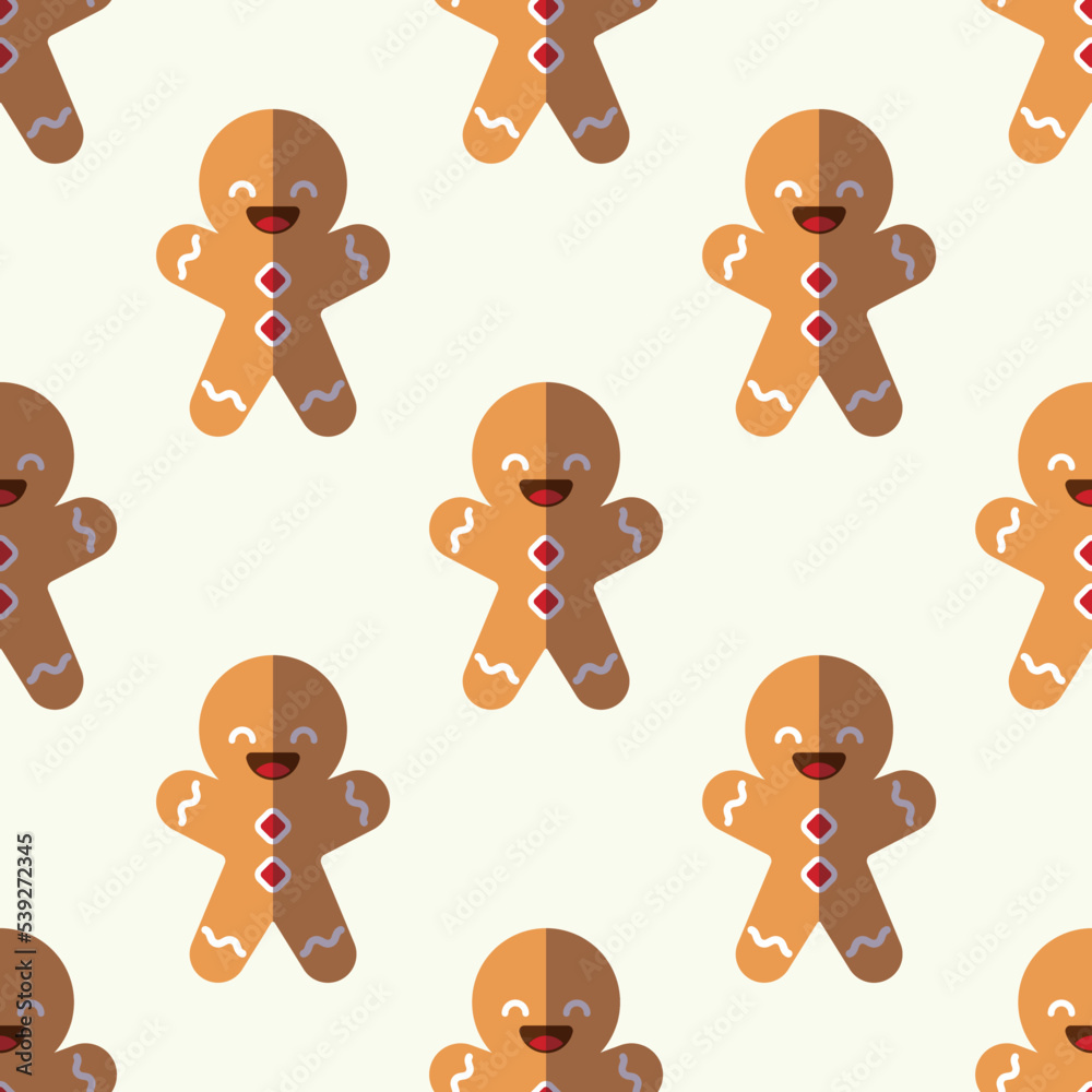 Christmas and New Year concept. Simple pattern of Gingerbread Man on light beige background. Perfect for web sites, wrappers, giftboxes, postcards Christmas and New Year concept. Simple pattern of Gingerbread Man on light beige background. Perfect for web sites, wrappers, giftboxes, postcards
