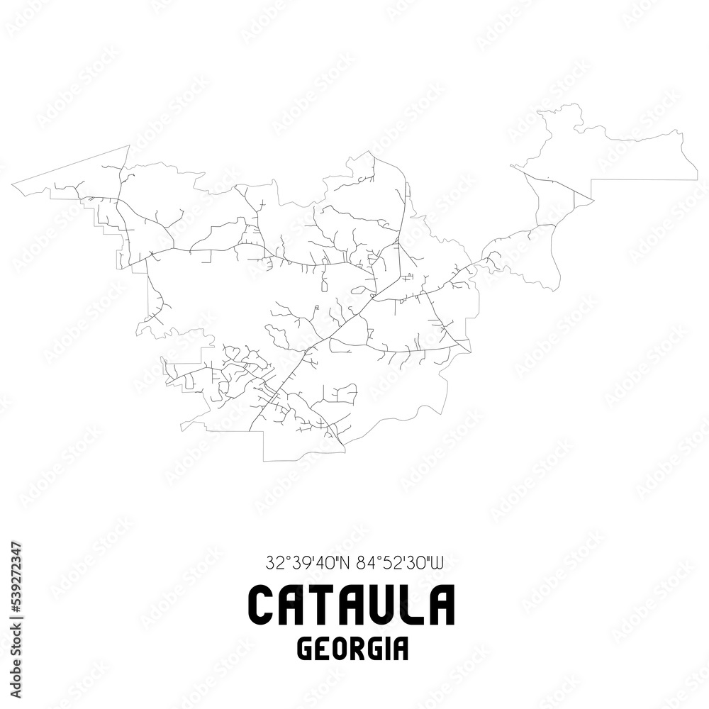 Cataula Georgia. US street map with black and white lines.