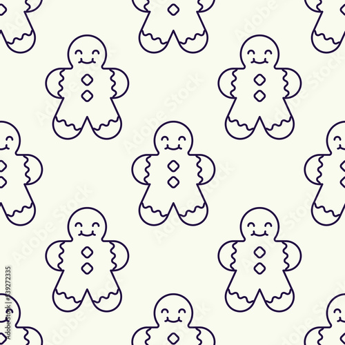 Christmas and New Year concept. Simple pattern of Gingerbread Man on beige background. Perfect for web sites, wrappers, giftboxes, postcards