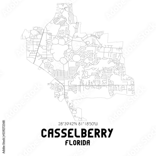 Casselberry Florida. US street map with black and white lines.