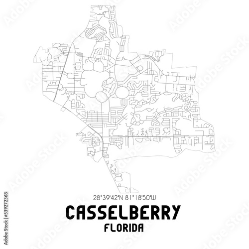 Casselberry Florida. US street map with black and white lines. photo
