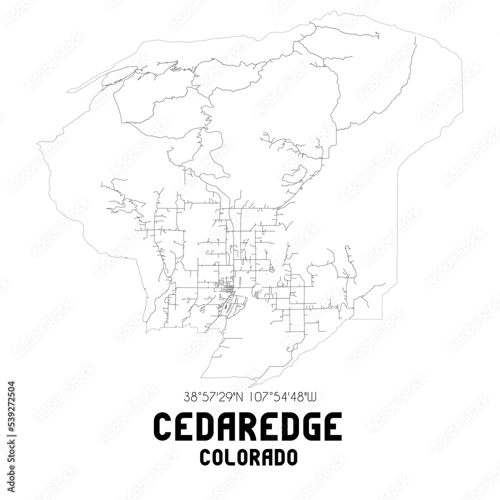 Cedaredge Colorado. US street map with black and white lines. Cedaredge Colorado. US street map with black and white lines.
