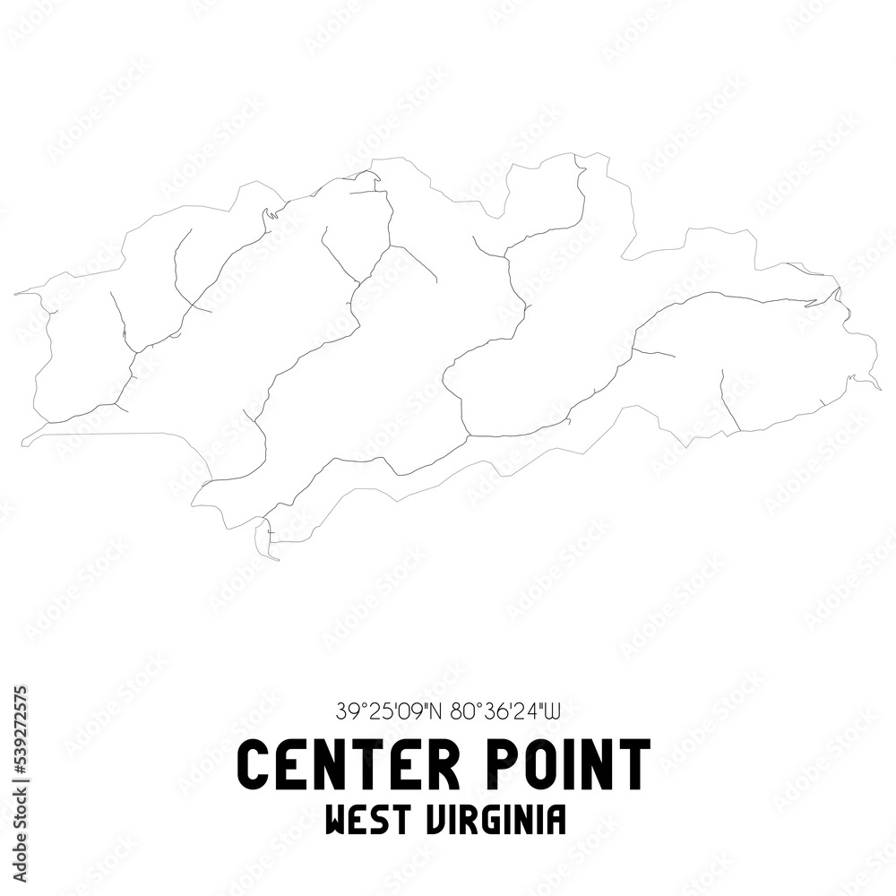Center Point West Virginia. US street map with black and white lines. Center Point West Virginia. US street map with black and white lines.