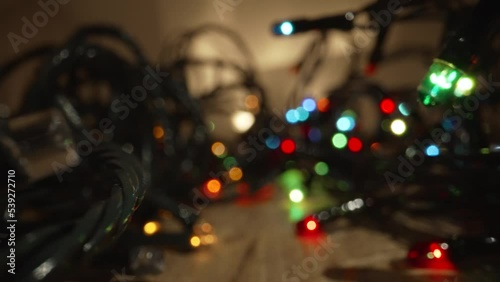 Wallpaper Mural Light bulb decor, the string of lights on a dark background. Christmas garland, light bulbs. Torontodigital.ca