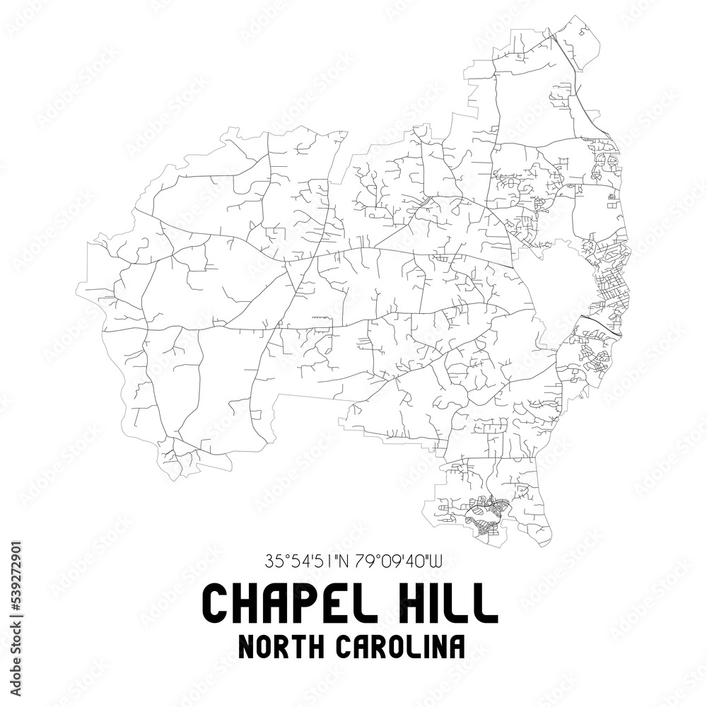 Chapel Hill North Carolina. US street map with black and white lines. Stock Illustration Adobe