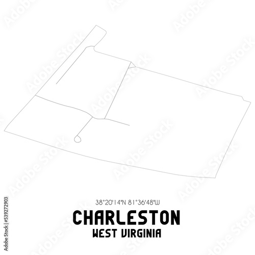 Charleston West Virginia. US street map with black and white lines.