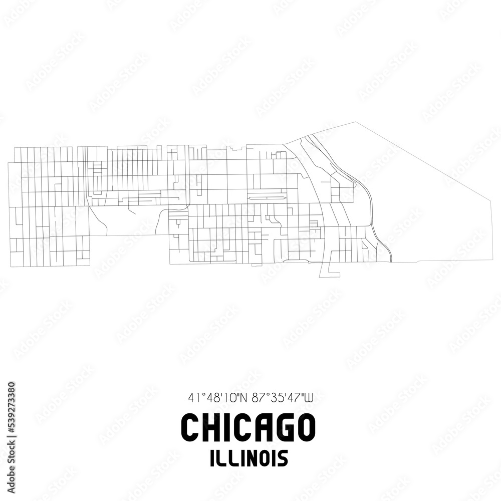 Chicago Illinois. US street map with black and white lines. Chicago Illinois. US street map with black and white lines.