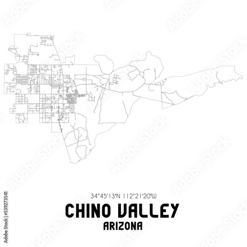 Chino Valley Arizona. US street map with black and white lines. photo