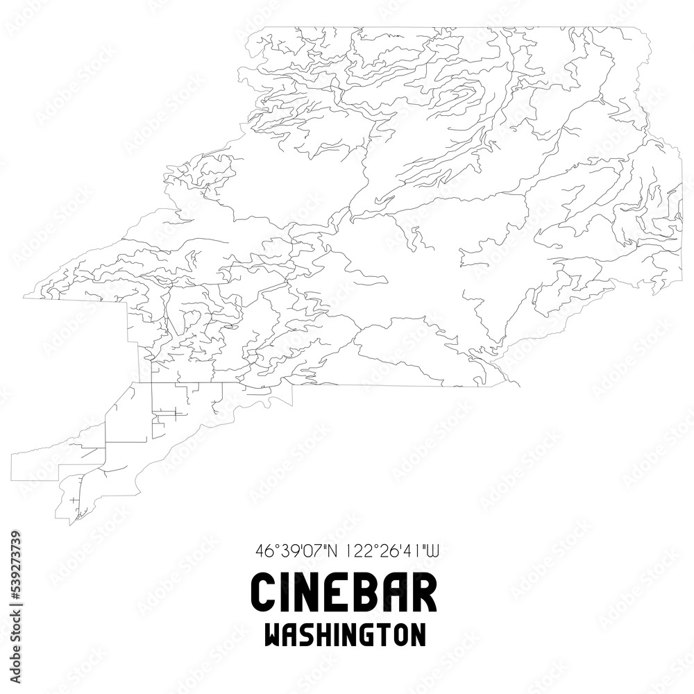Fototapeta premium Cinebar Washington. US street map with black and white lines.