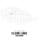 Clear Lake Wisconsin. US street map with black and white lines.
