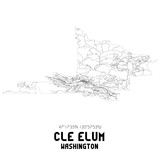 Cle Elum Washington. US street map with black and white lines.