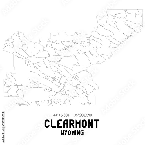Clearmont Wyoming. US street map with black and white lines. photo