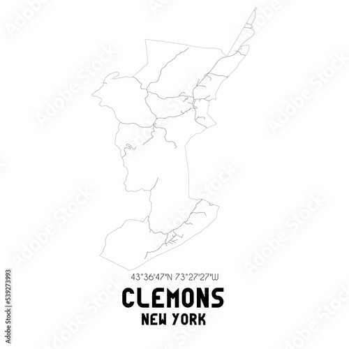 Clemons New York. US street map with black and white lines. photo