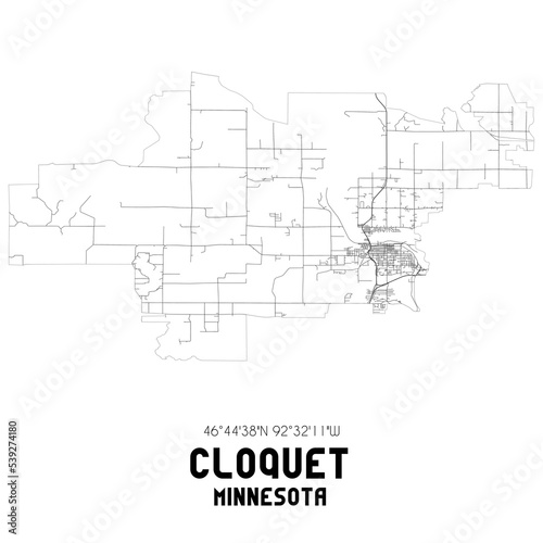 Cloquet Minnesota. US street map with black and white lines. photo