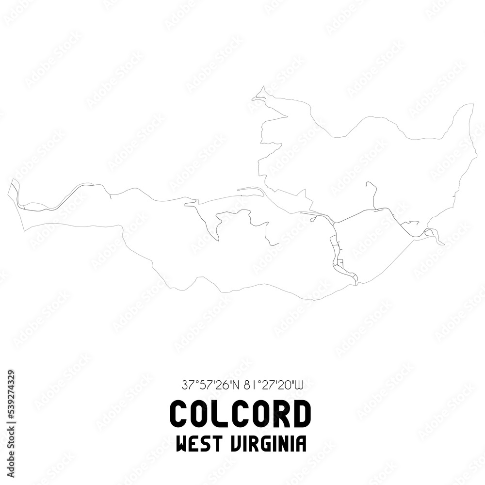 Colcord West Virginia. US street map with black and white lines. Colcord West Virginia. US street map with black and white lines.