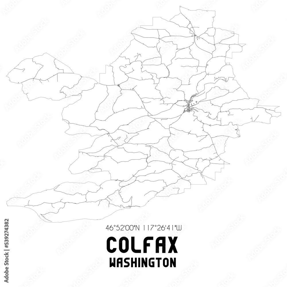 Colfax Washington. US street map with black and white lines. Colfax Washington. US street map with black and white lines.