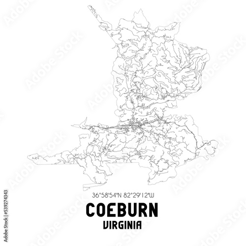 Coeburn Virginia. US street map with black and white lines.