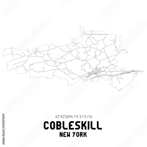 Cobleskill New York. US street map with black and white lines.