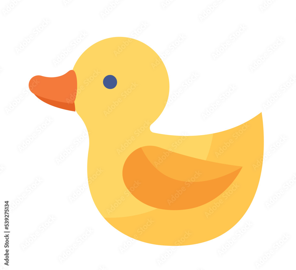 Baby toy icon. Colorful sticker with cute rubber duck or yellow bird for taking bath. Entertainment and fan. Element for packaging design. Cartoon flat vector illustration isolated on white background Baby toy icon. Colorful sticker with cute rubber duck or yellow bird for taking bath. Entertainment and fan. Element for packaging design. Cartoon flat vector illustration isolated on white background