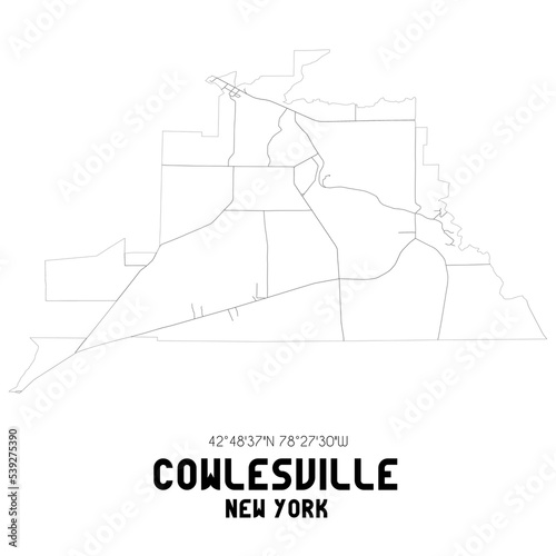 Cowlesville New York. US street map with black and white lines.