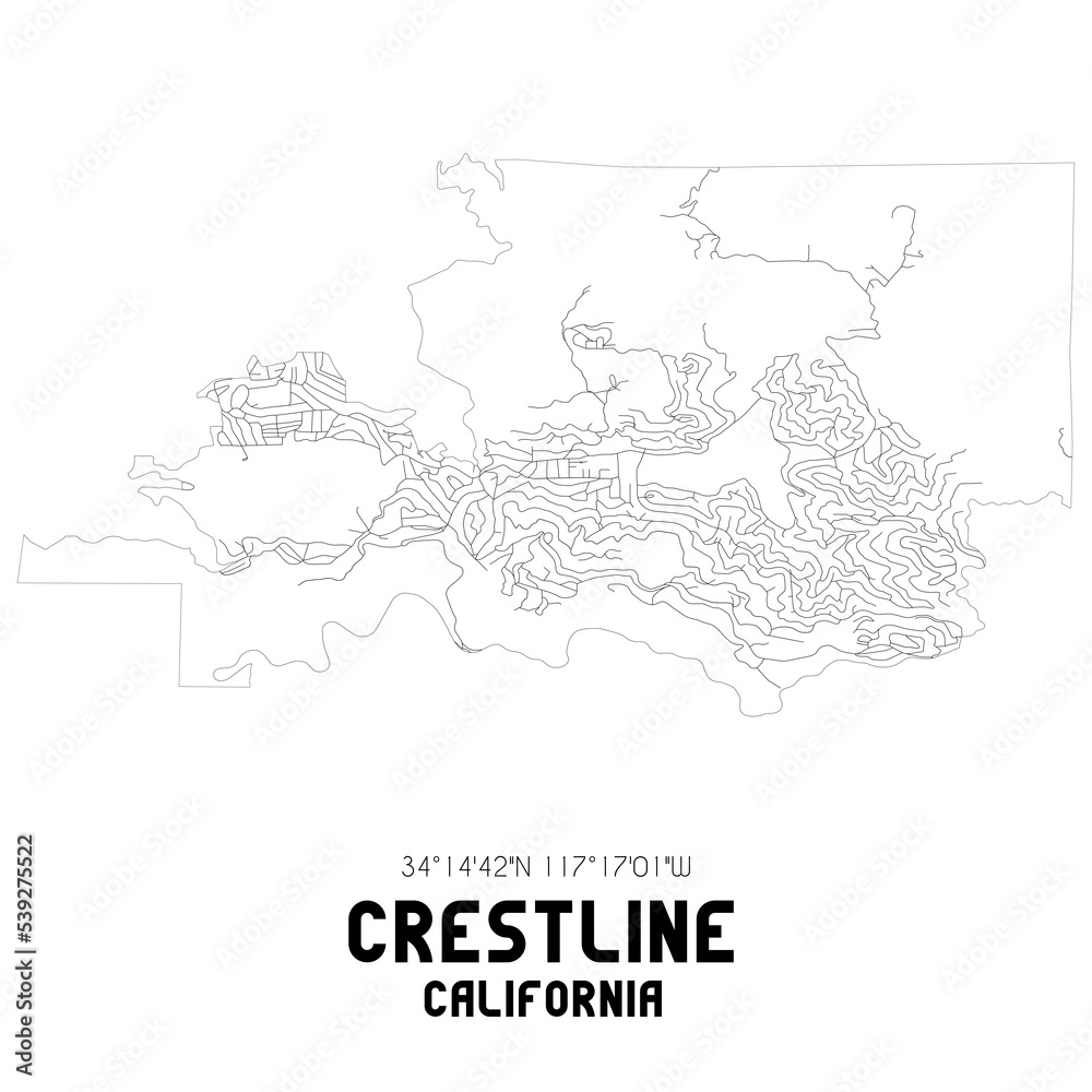 Crestline California. US street map with black and white lines. Crestline California. US street map with black and white lines.