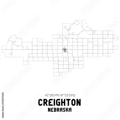 Creighton Nebraska. US street map with black and white lines. photo