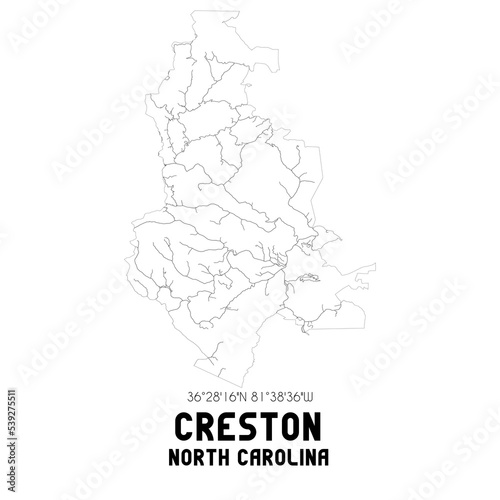 Creston North Carolina. US street map with black and white lines.