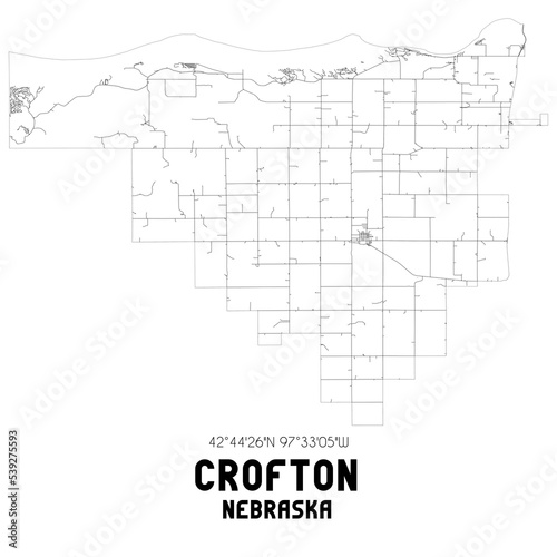 Crofton Nebraska. US street map with black and white lines. photo