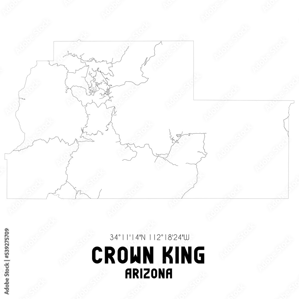 Crown King Arizona. US street map with black and white lines. Stock