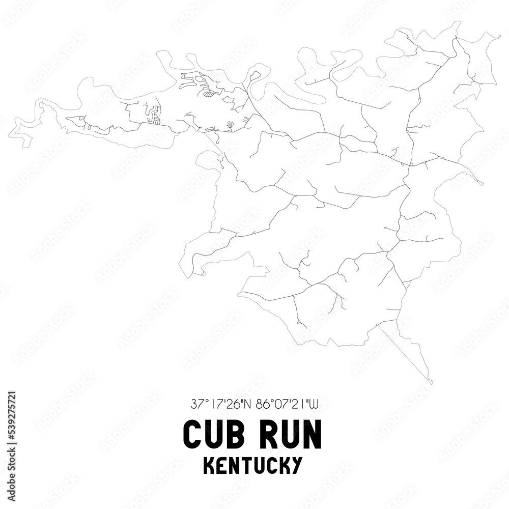 Cub Run Kentucky. US street map with black and white lines. Cub Run Kentucky. US street map with black and white lines.