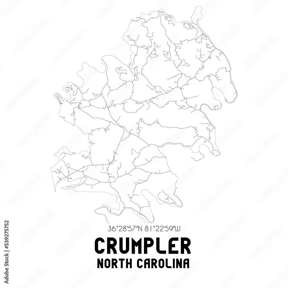 Crumpler North Carolina. US street map with black and white lines. Crumpler North Carolina. US street map with black and white lines.