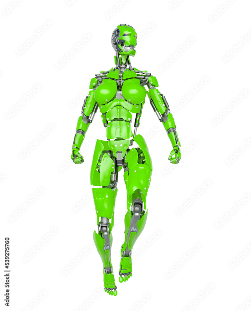 cyborg girl is floating on white background cyborg girl is floating on white background