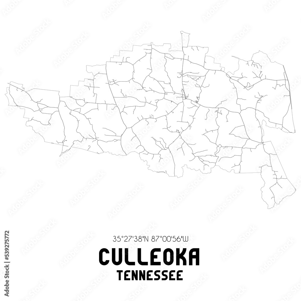 Culleoka Tennessee. US street map with black and white lines. Culleoka Tennessee. US street map with black and white lines.