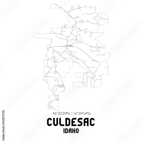 Culdesac Idaho. US street map with black and white lines.
