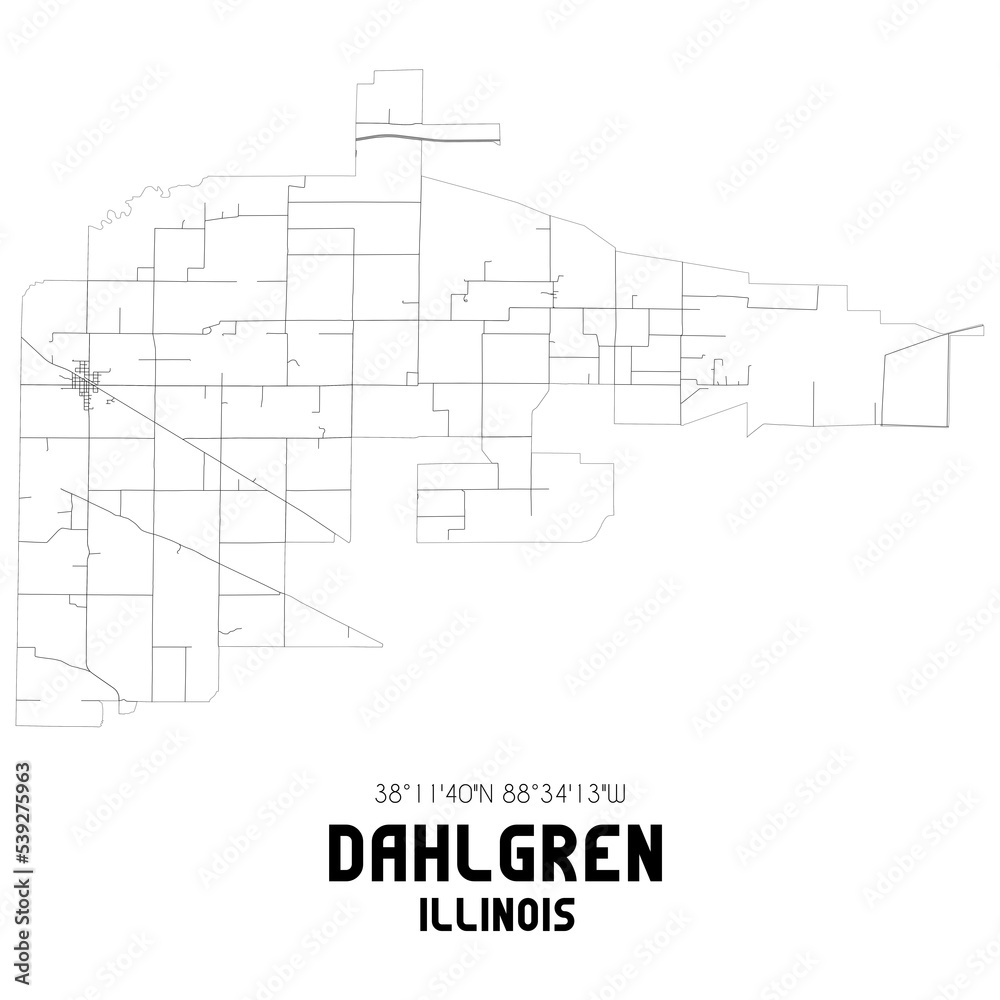 Dahlgren Illinois. US street map with black and white lines. Dahlgren Illinois. US street map with black and white lines.